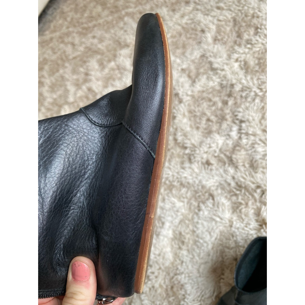 André Assous Leather Ankle Boots Flat Black Minimal Cottagecore Boho Spain Sz 36 - Picture 9 of 12